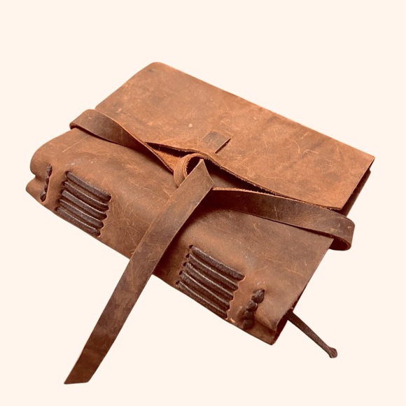 Rustic Leather Journal Notebook | Handmade Wrap Closure | Unlined Pages - Picture 1 of 16